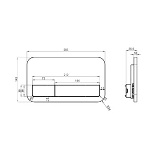 Villeroy Viconnect E200 nyomólap, 2 mennyiséges öblítés, króm 