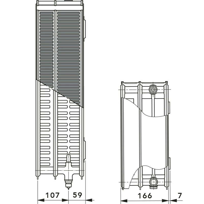 Vogel & Noot Vonova bordázott szelepes radiátor, 33KV H=500 L=0400, jobbos