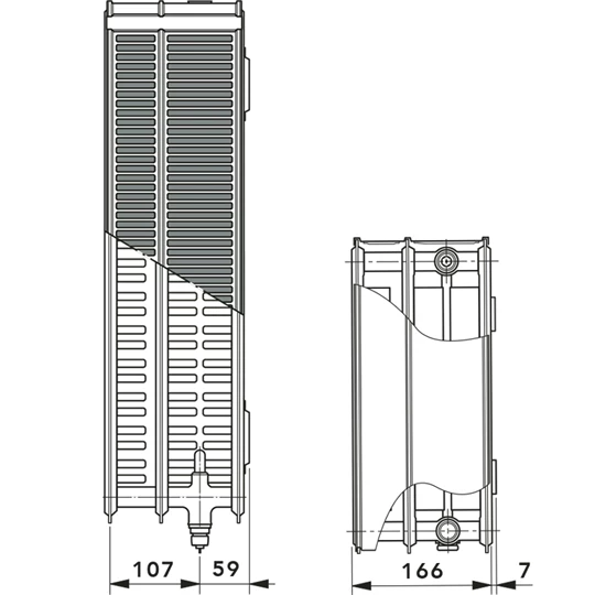 Vogel & Noot Vonova bordázott szelepes radiátor, 33KV H=600 L=0400, jobbos