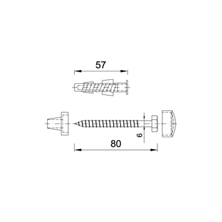 WC rögzítő csavar hatlap fejű+ tipli