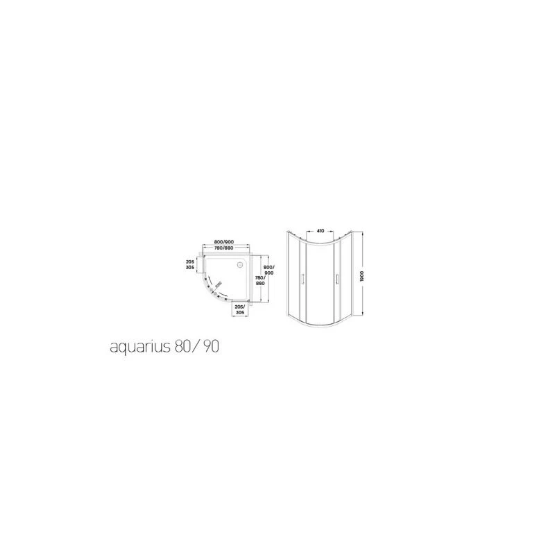 Wellis Aquarius 90 két tolóajtós íves zuhanykabin Easy Cleannel 90x90x190 cm