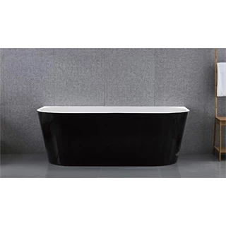 Wellis Calabria Black akril térkád, beépített le- és túlfolyóval, 170x80x58 cm, szintezőlábbal, 270 l