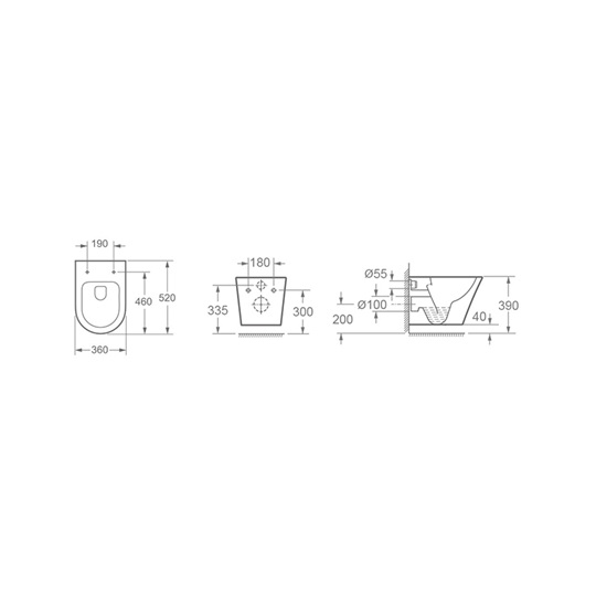 Wellis Clement Black fali Rimless WC csésze, matt fekete 36x51,7x35,7