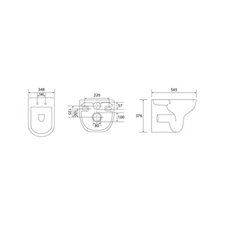 Wellis Erin fali wc csésze, Rimless, 34,8x54,5x37,6 cm