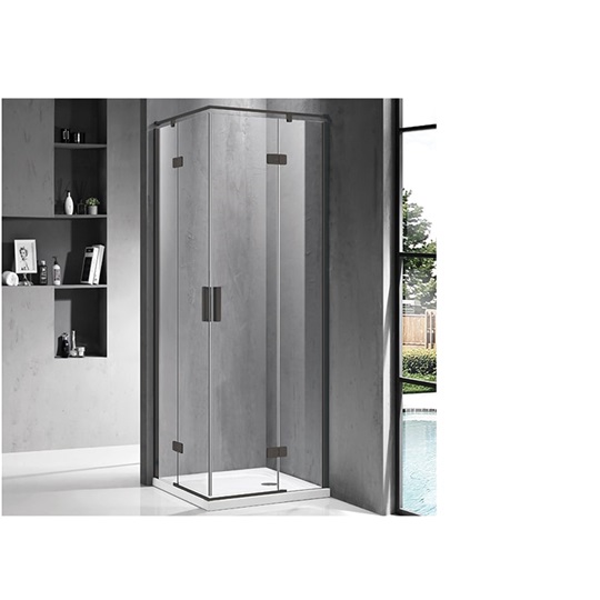 Wellis Murano két nyílóajtós szögletes zuhanykabin, matt fekete szerelvények