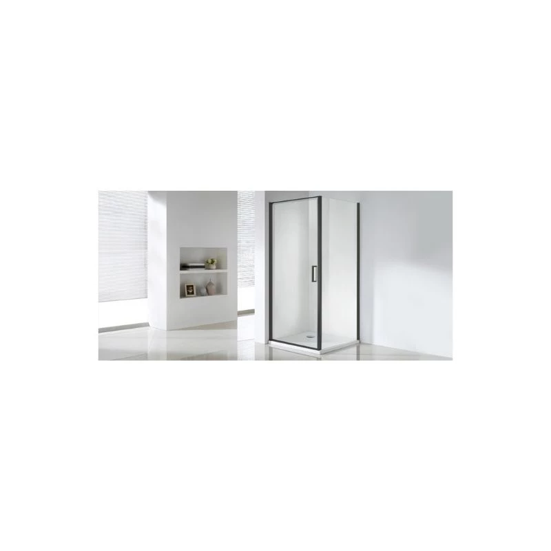 Wellis Quadrum Black 1 nyílóajtós szögletes zuhanykabin, Easy Cleannel, 90*90*190 cm