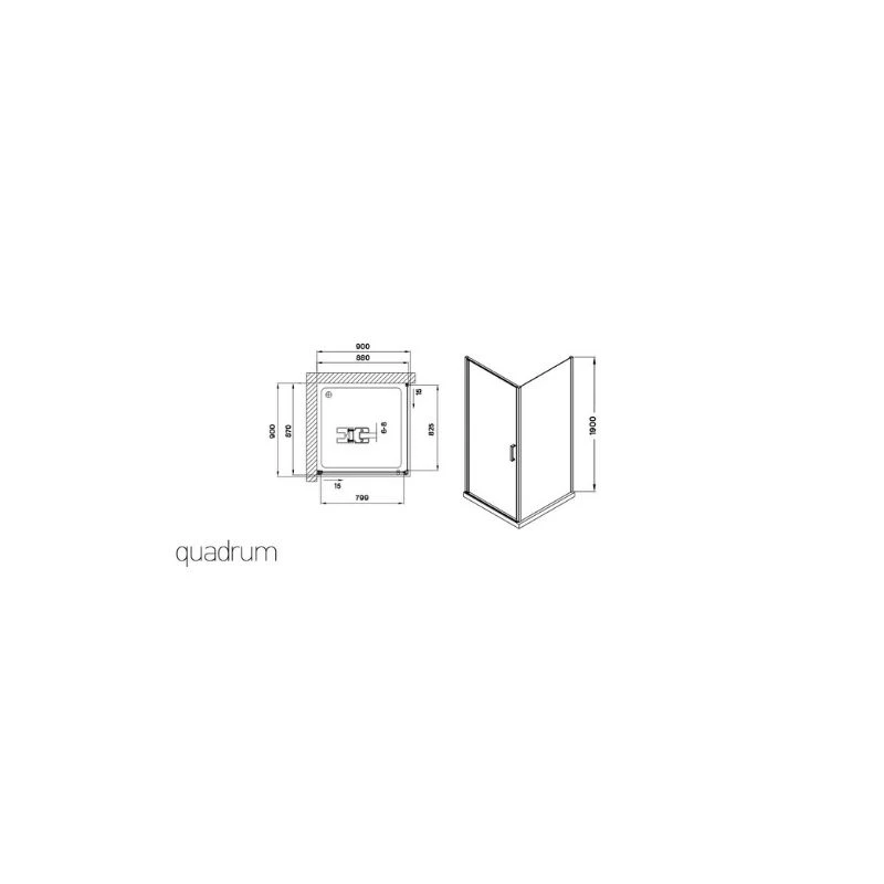 Wellis Quadrum Black 1 nyílóajtós szögletes zuhanykabin, Easy Cleannel, 90*90*190 cm