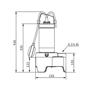 Wilo Rexa MINI3-V04.11/M06-523/A-10M merülőmotoros szennyvíz szivattyú nedvesaknás telepítéshez, úszókapcsolóval