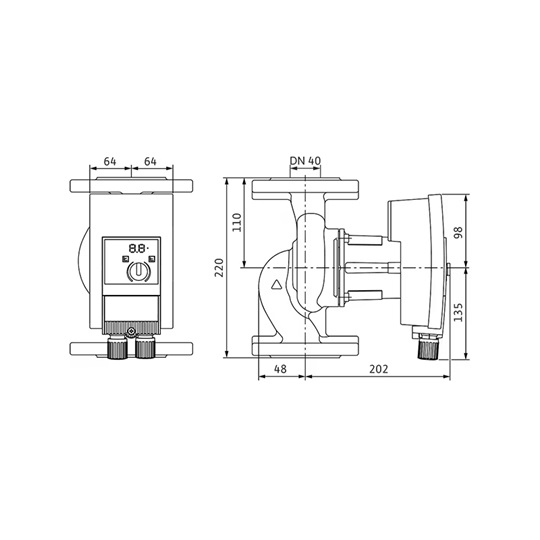 Wilo Yonos MAXO-Z 40/0,5-8 PN6/10 nedvestengelyű keringetőszivattyú