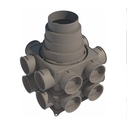 Wolf 16-os mini légelosztódoboz, 16 db 75/63 mm-es csatlakozás, DN125/160/180 méretű csőcsatlakozás