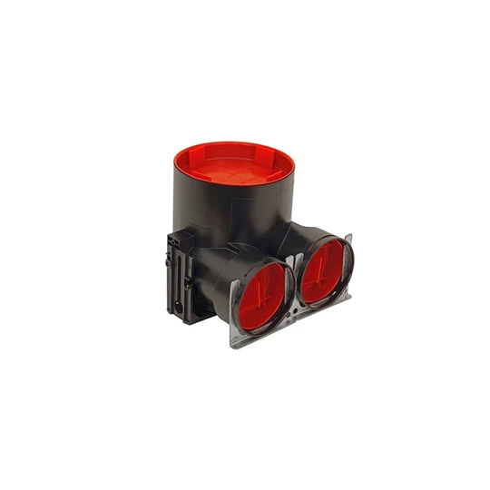 Zehnder TVA-P 75 levegőnyílás ház, NA125 szelep csatlakoztatása 2x75 ComfoTube szellőzőcsőhöz, hossz=64 mm